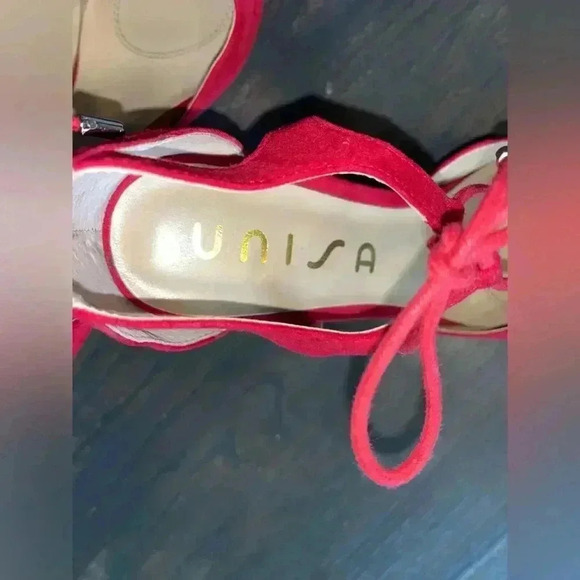 UNISA Red‎ Suede Pointed Toe Lace-Up Flats Elegant Ballet Style Shoes - Picture 3 of 6